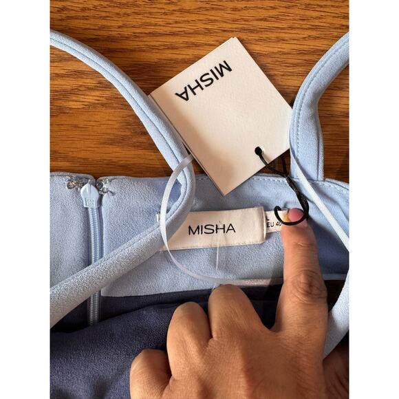 Misha blue Fernanda Two-Toned bodycon  Midi PArty Dress size L - Picture 8 of 12